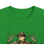 Kids Tee — "Raised Wild, Built Tough" Adventure Hunting Graphic