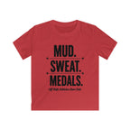 Kids Tee — "Mud. Sweat. Medals." Running Club Youth Shirt