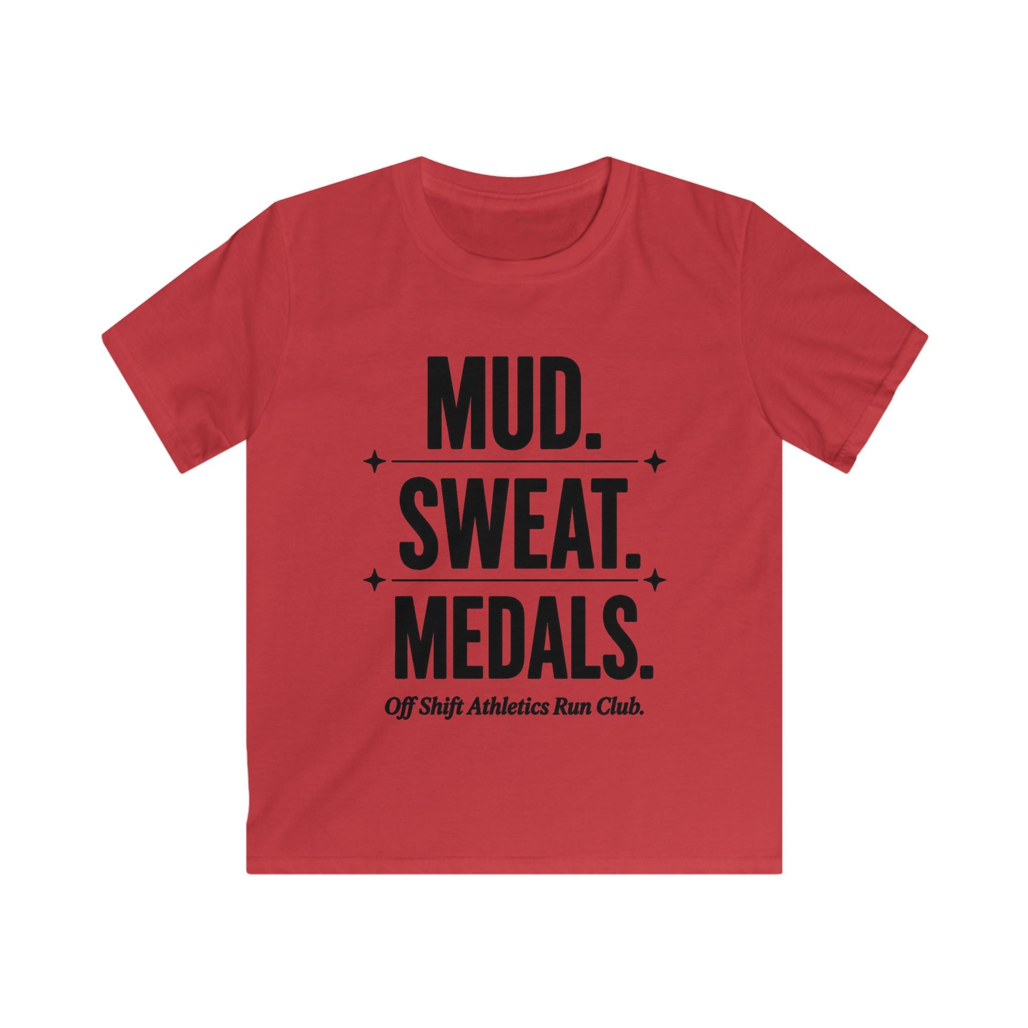 Kids Tee — "Mud. Sweat. Medals." Running Club Youth Shirt