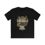 Kids Football & Outdoors Tee — "Eat. Sleep. Football. Hunt. Fish. Repeat."