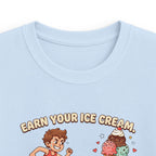Kids Tee — "Earn Your Ice Cream" Cute Running Kid & Ice Cream Cone Graphic