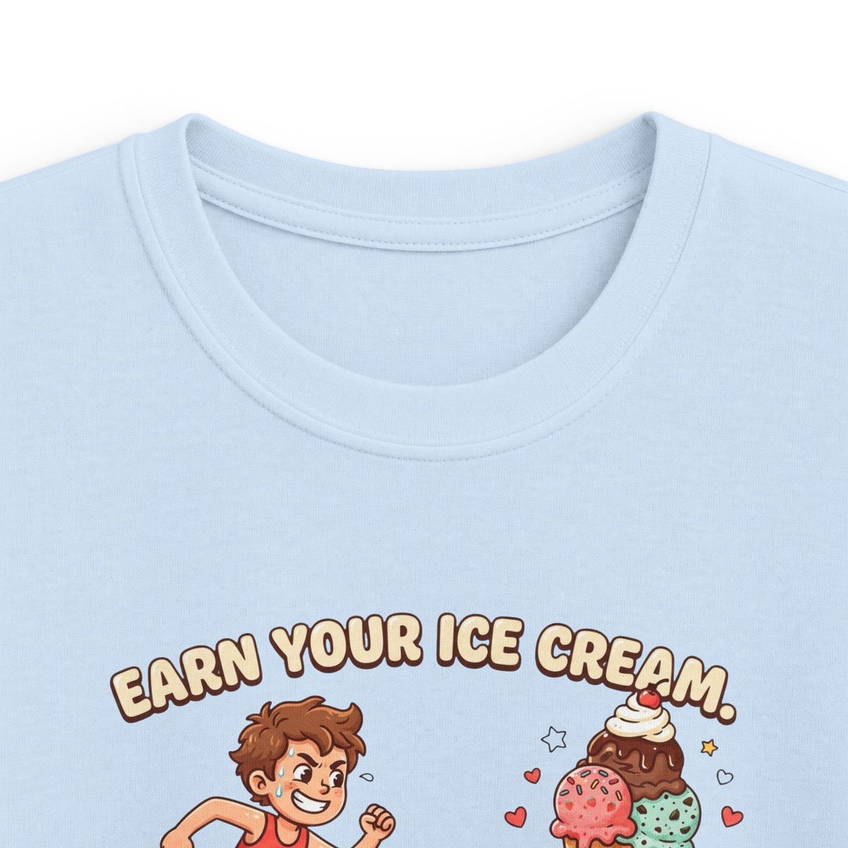 Kids Tee — "Earn Your Ice Cream" Cute Running Kid & Ice Cream Cone Graphic