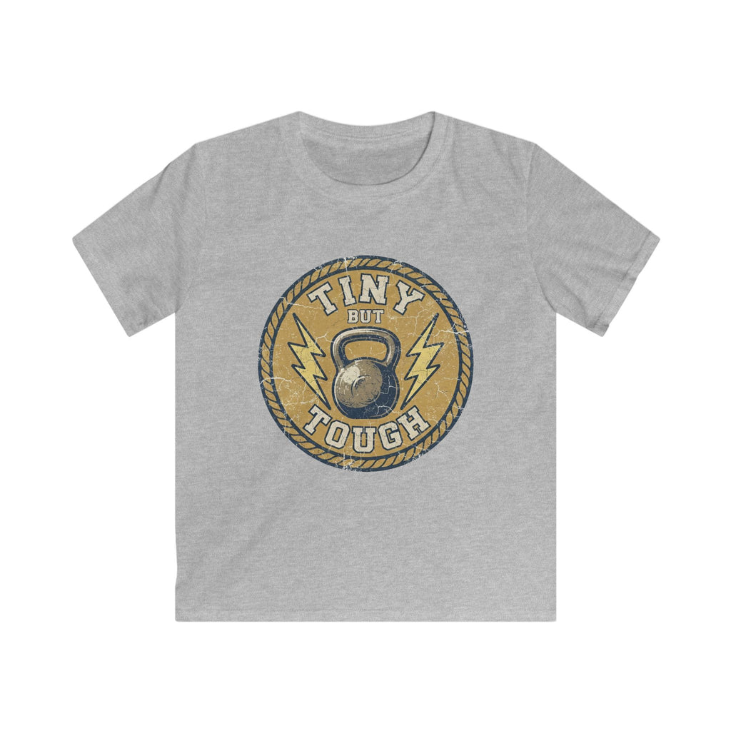 Tiny But Tough Kids Tee — Kettlebell Retro Fitness Shirt