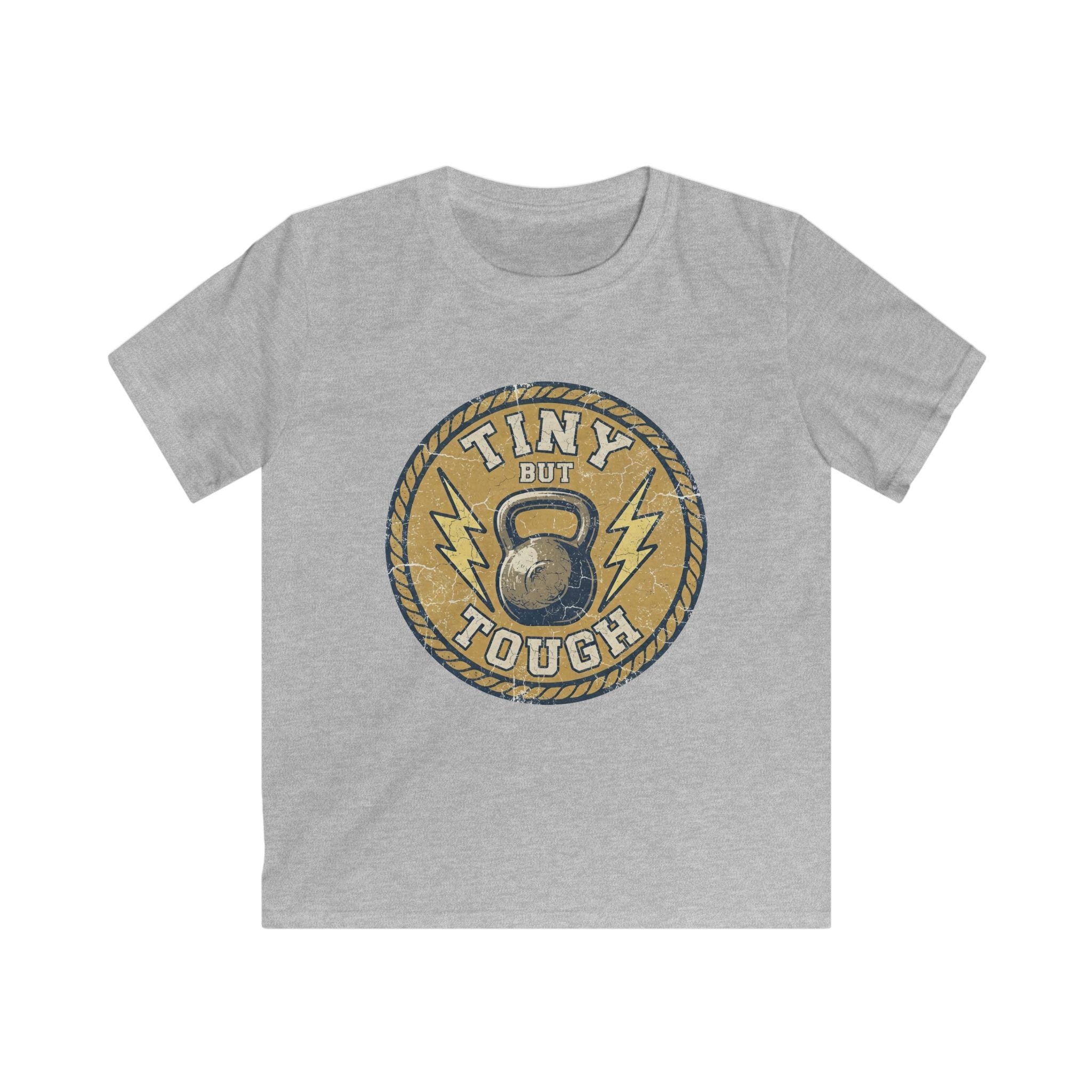 Tiny But Tough Kids Tee — Kettlebell Retro Fitness Shirt