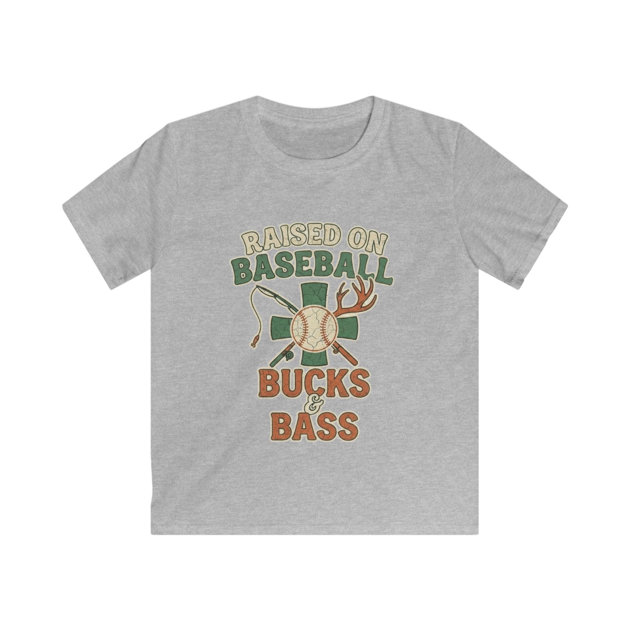 Kids Baseball, Bucks & Bass Tee — 'Raised on Baseball' Youth Shirt