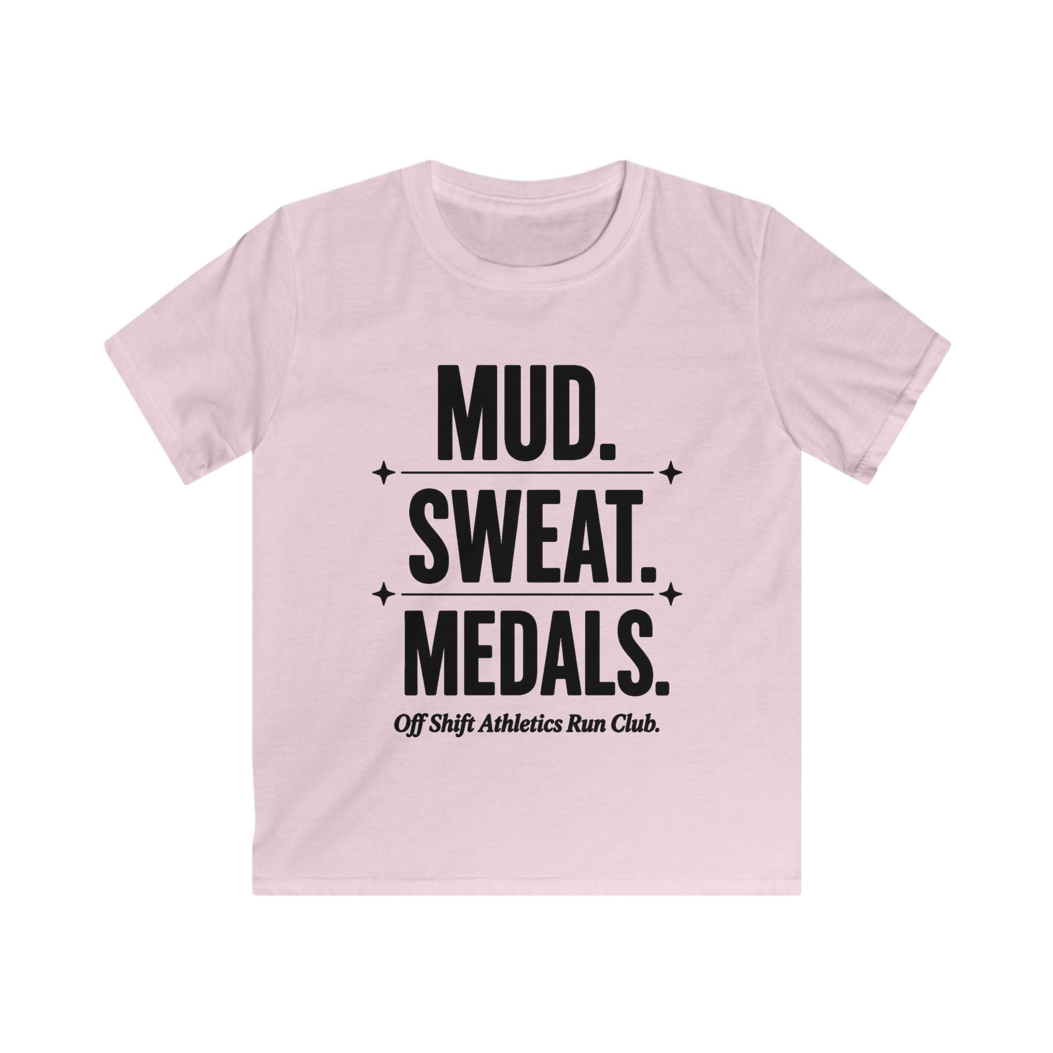 Kids Tee — "Mud. Sweat. Medals." Running Club Youth Shirt