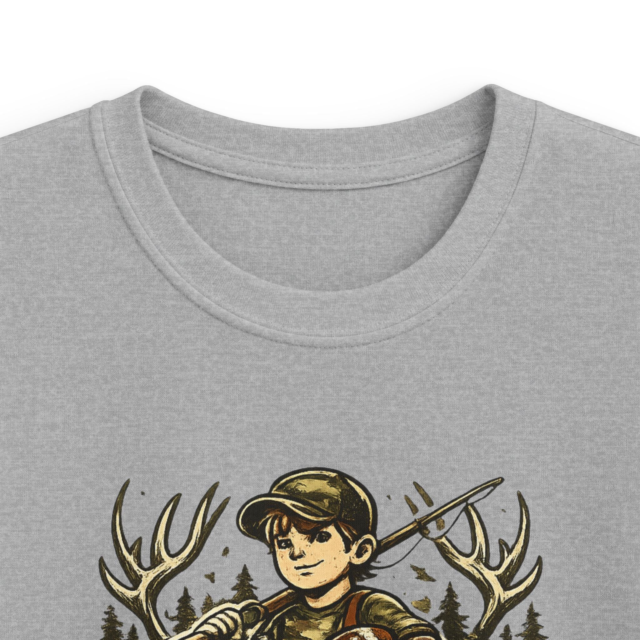 Kids Tee — "Raised Wild, Built Tough" Adventure Hunting Graphic