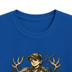 Kids Tee — "Raised Wild, Built Tough" Adventure Hunting Graphic