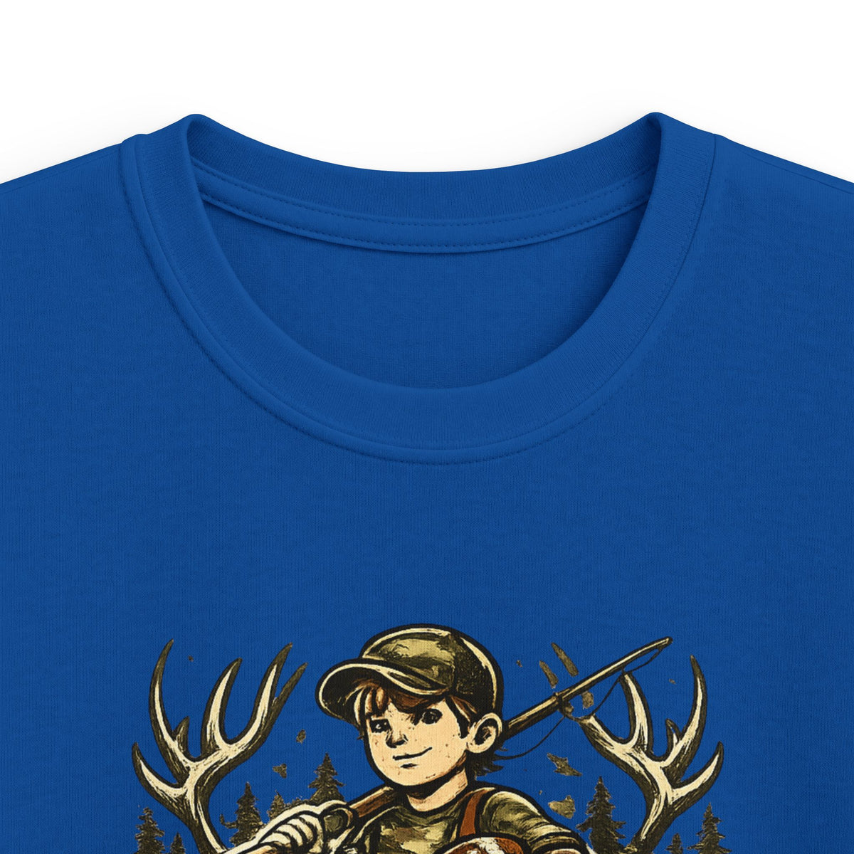 Kids Tee — "Raised Wild, Built Tough" Adventure Hunting Graphic