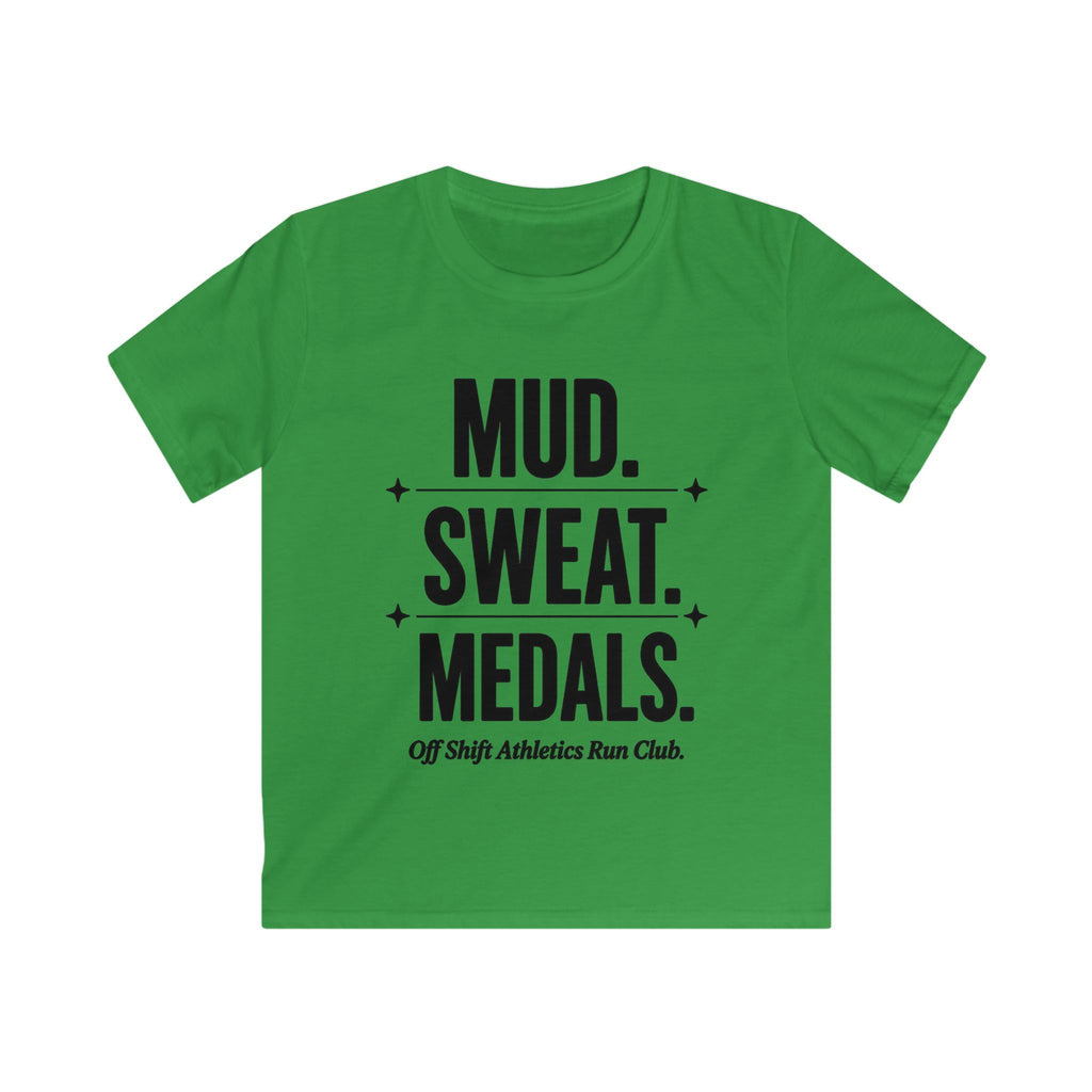 Kids Tee — "Mud. Sweat. Medals." Running Club Youth Shirt