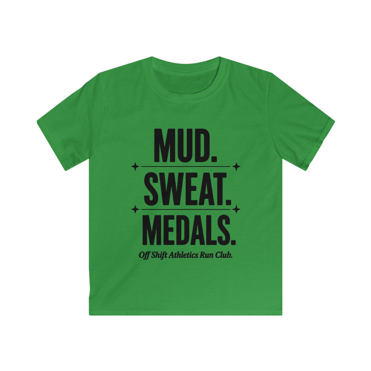Kids Tee — "Mud. Sweat. Medals." Running Club Youth Shirt