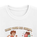 Kids Tee — "Earn Your Ice Cream" Cute Running Kid & Ice Cream Cone Graphic