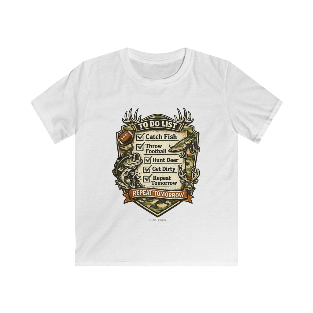 Kids Fishing & Outdoors To-Do List T-Shirt