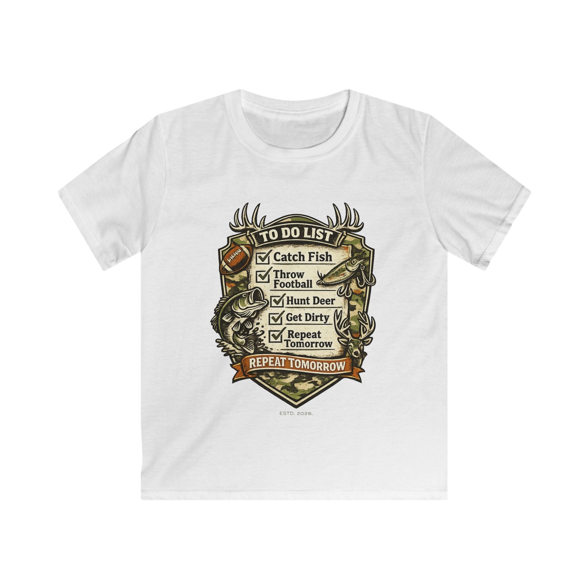 Kids Fishing & Outdoors To-Do List T-Shirt