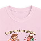 Kids Tee — "Earn Your Ice Cream" Cute Running Kid & Ice Cream Cone Graphic