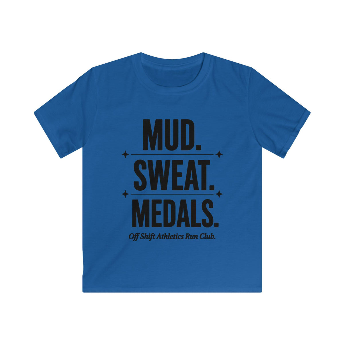 Kids Tee — "Mud. Sweat. Medals." Running Club Youth Shirt