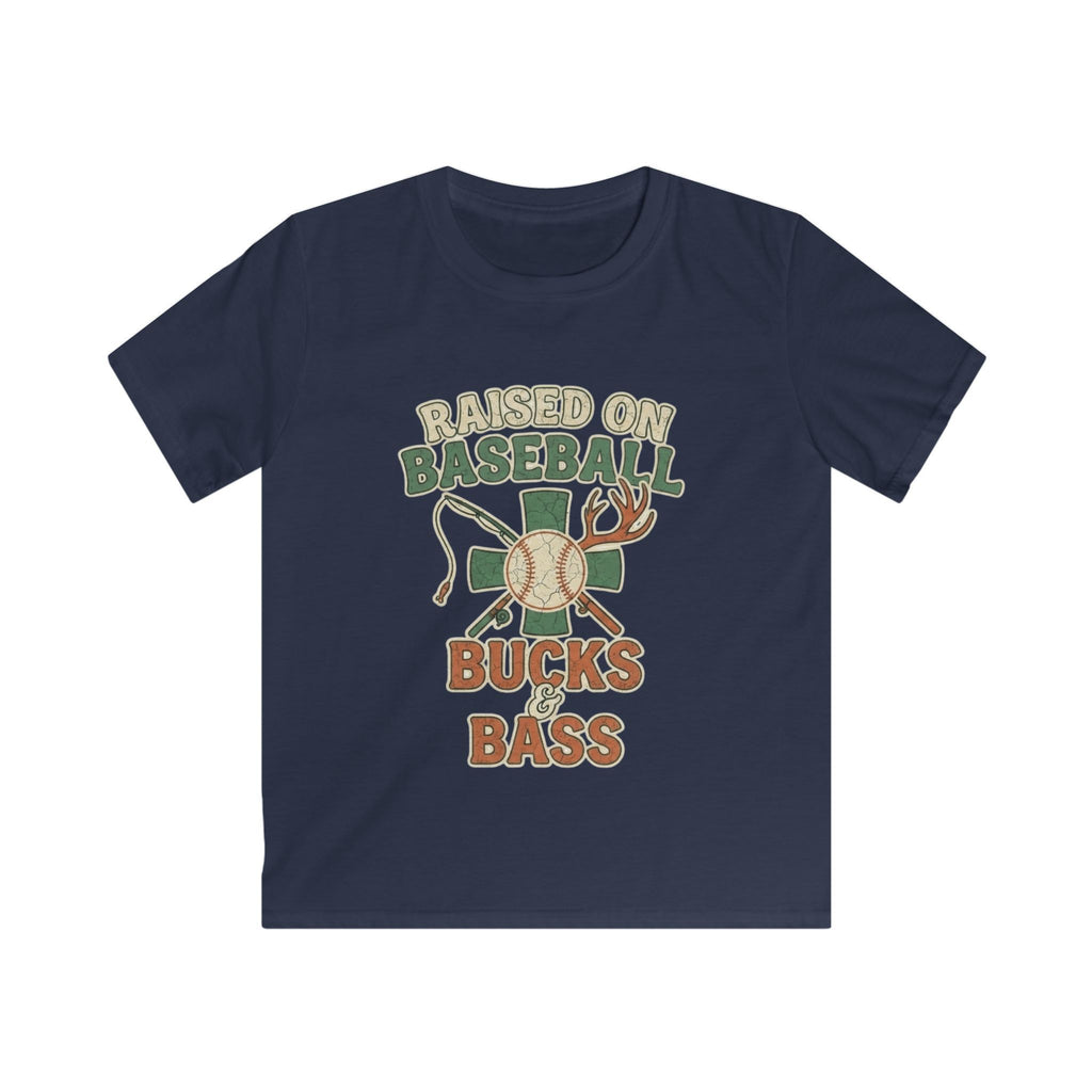 Kids Baseball, Bucks & Bass Tee — 'Raised on Baseball' Youth Shirt