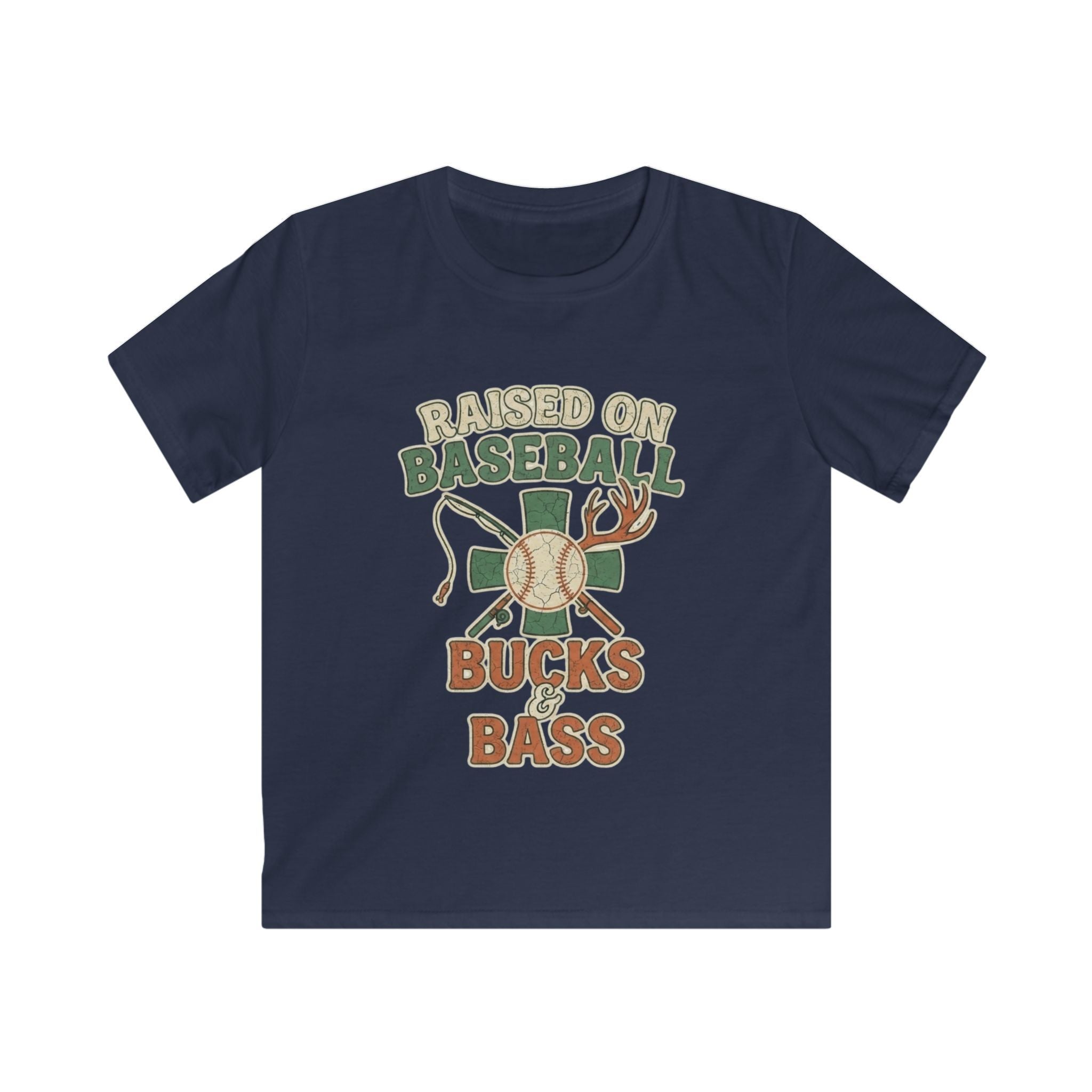 Kids Baseball, Bucks & Bass Tee — 'Raised on Baseball' Youth Shirt