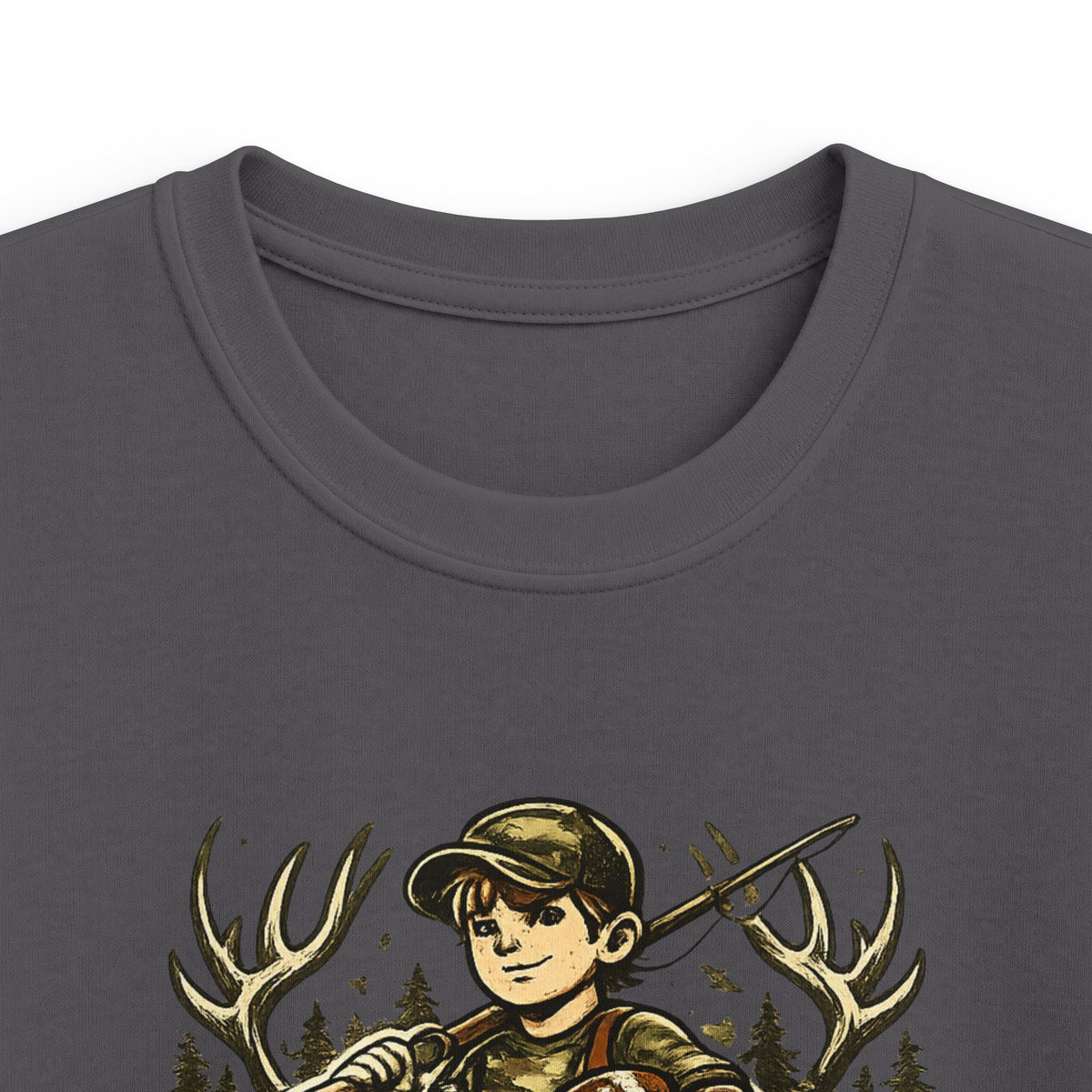 Kids Tee — "Raised Wild, Built Tough" Adventure Hunting Graphic