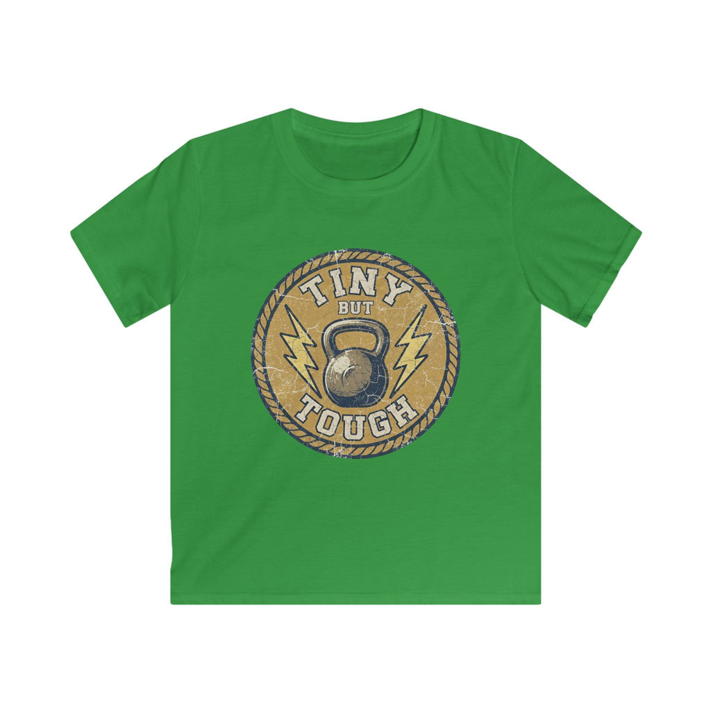 Tiny But Tough Kids Tee — Kettlebell Retro Fitness Shirt