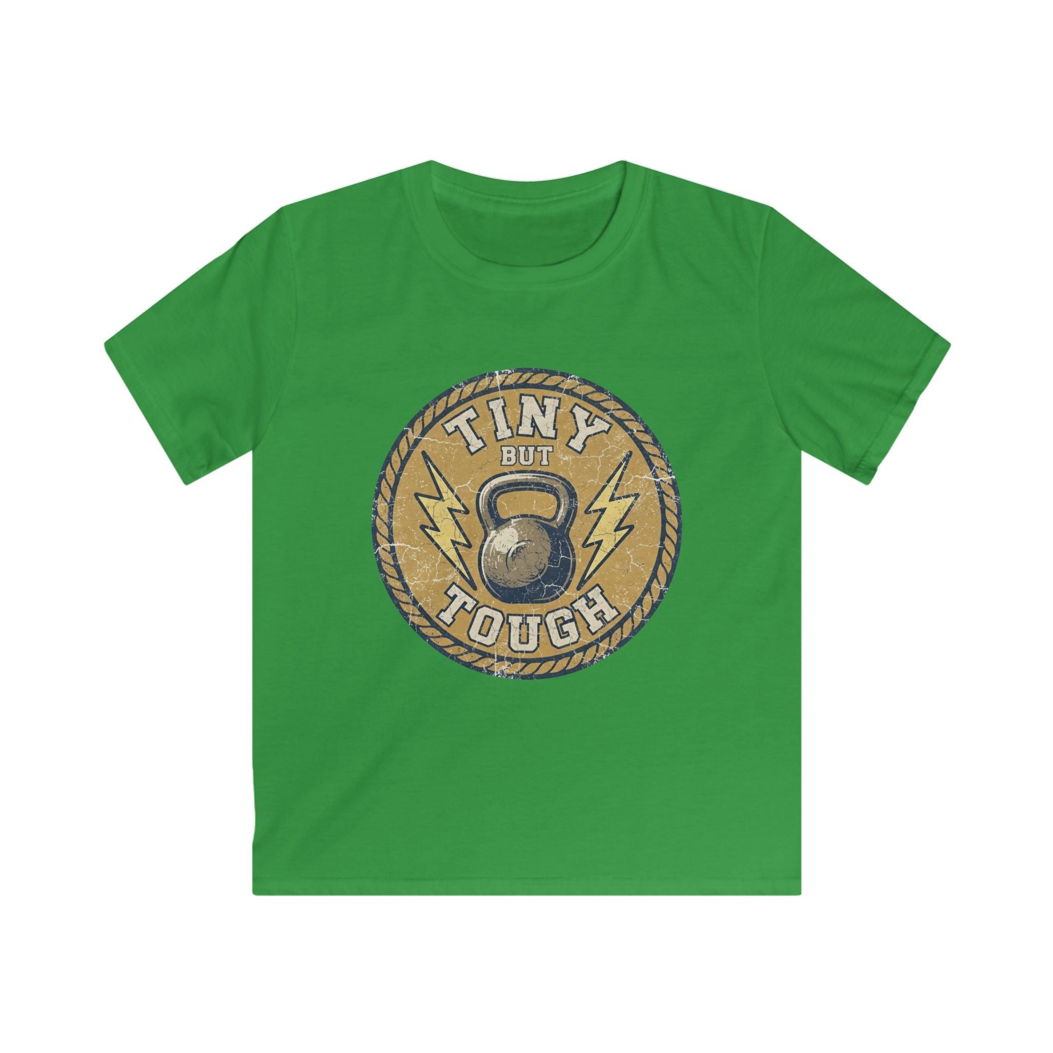 Tiny But Tough Kids Tee — Kettlebell Retro Fitness Shirt