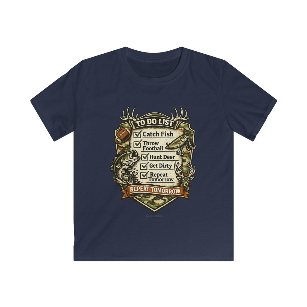 Kids Fishing & Outdoors To-Do List T-Shirt