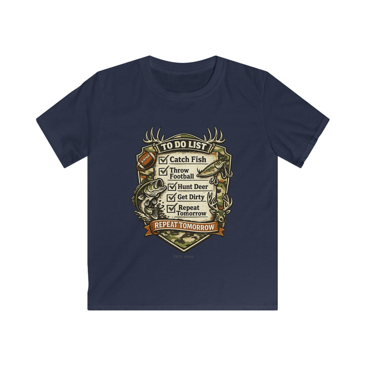 Kids Fishing & Outdoors To-Do List T-Shirt