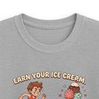 Kids Tee — "Earn Your Ice Cream" Cute Running Kid & Ice Cream Cone Graphic