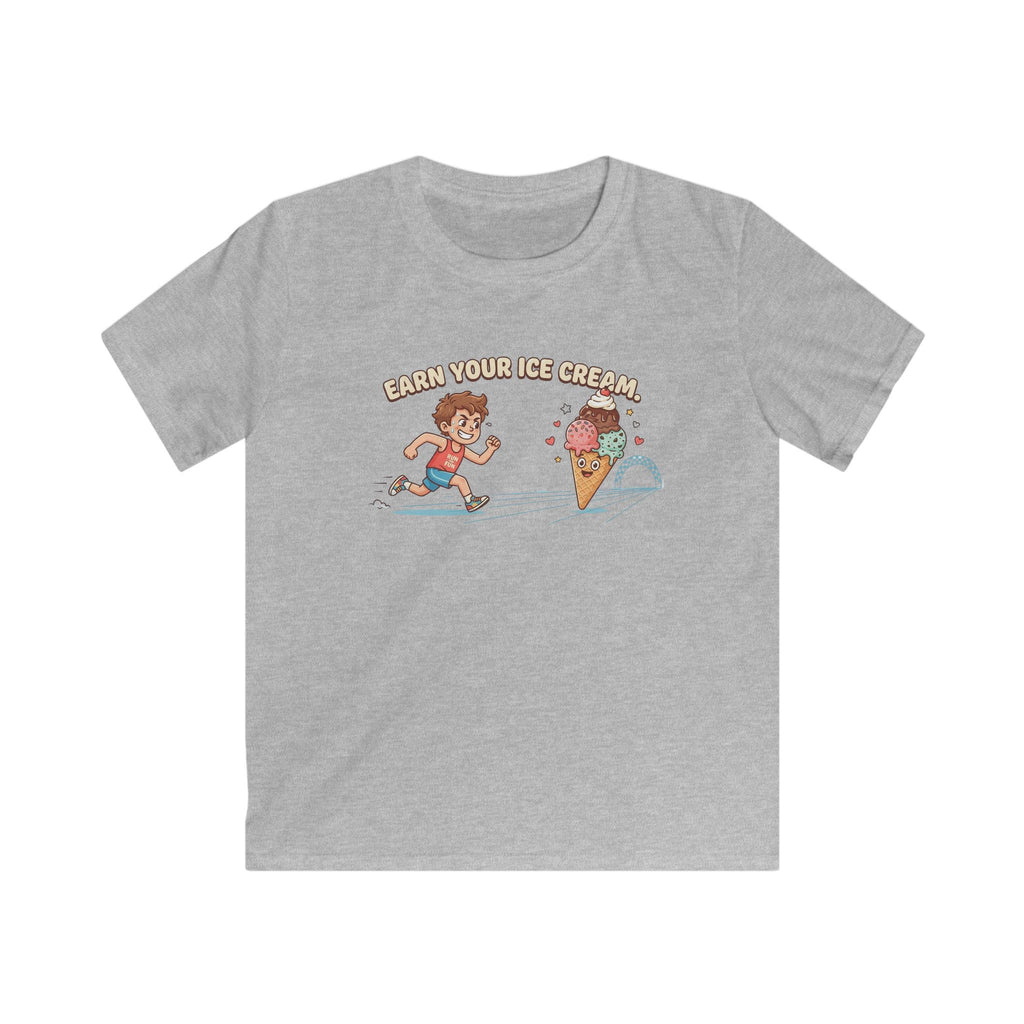 Kids Tee — "Earn Your Ice Cream" Cute Running Kid & Ice Cream Cone Graphic