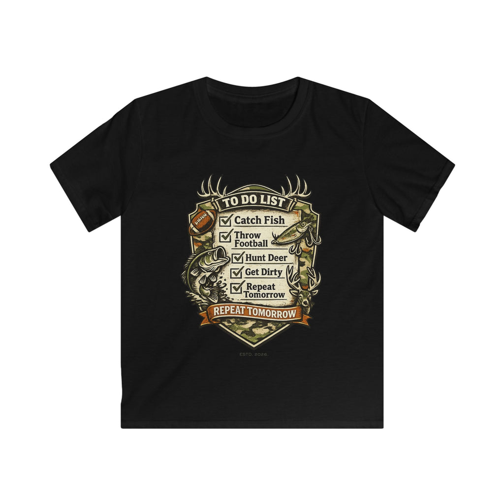 Kids Fishing & Outdoors To-Do List T-Shirt