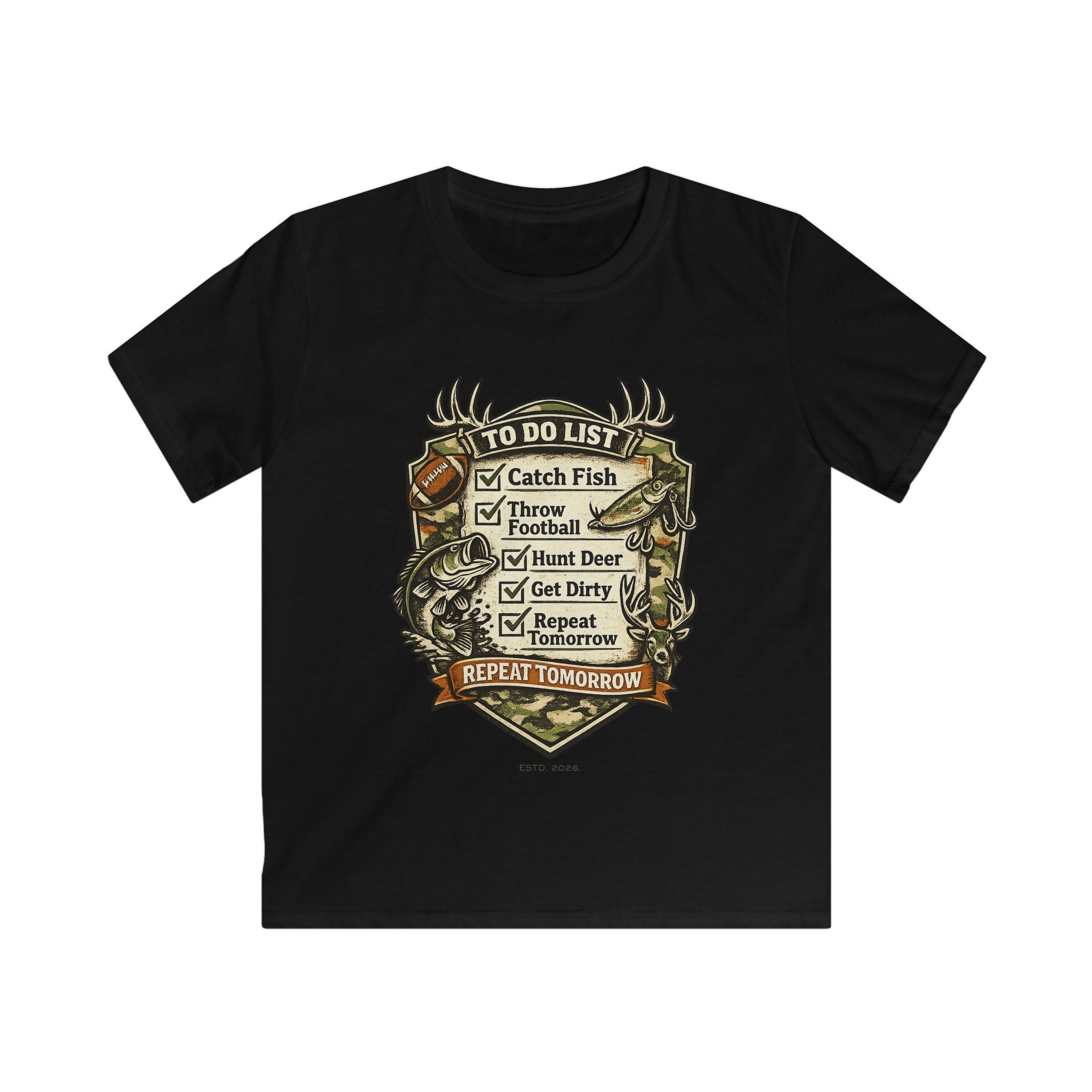 Kids Fishing & Outdoors To-Do List T-Shirt
