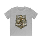 Kids Tee — "Raised Wild, Built Tough" Adventure Hunting Graphic