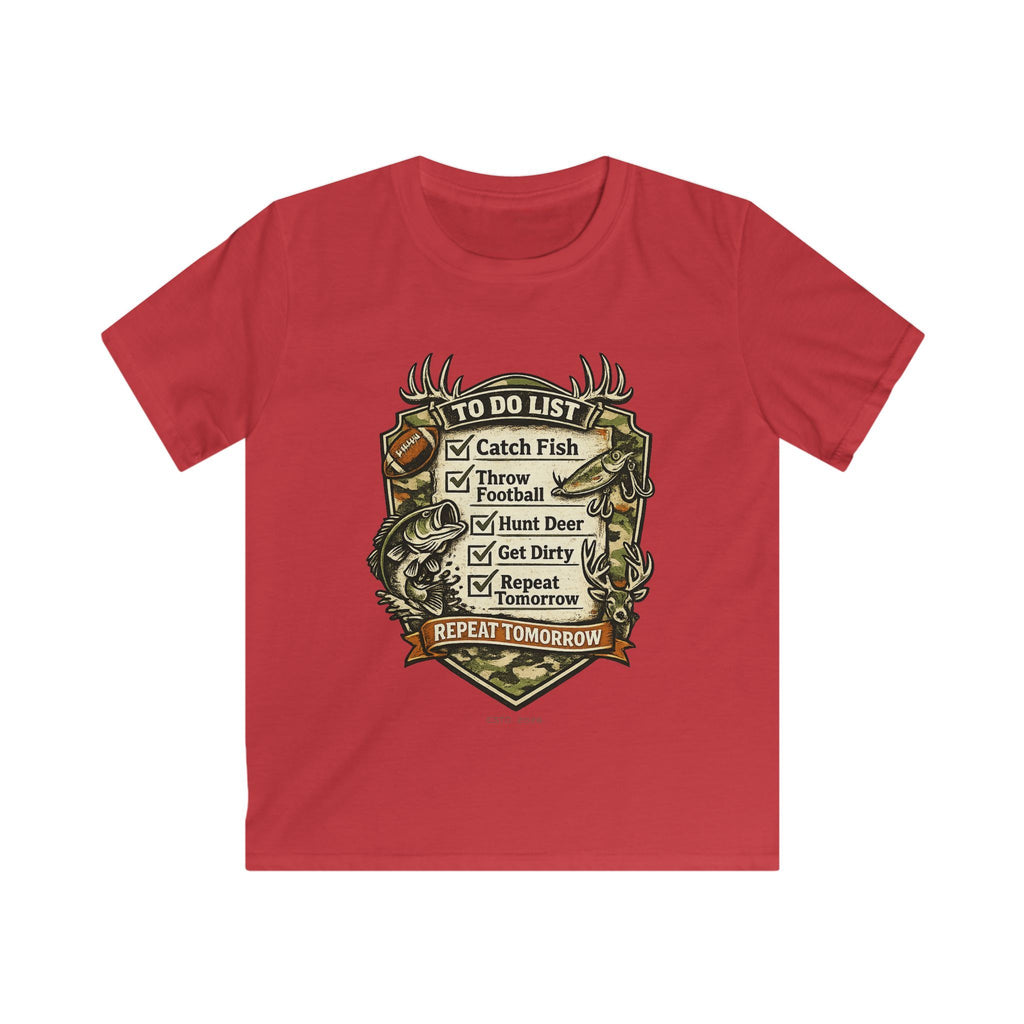 Kids Fishing & Outdoors To-Do List T-Shirt
