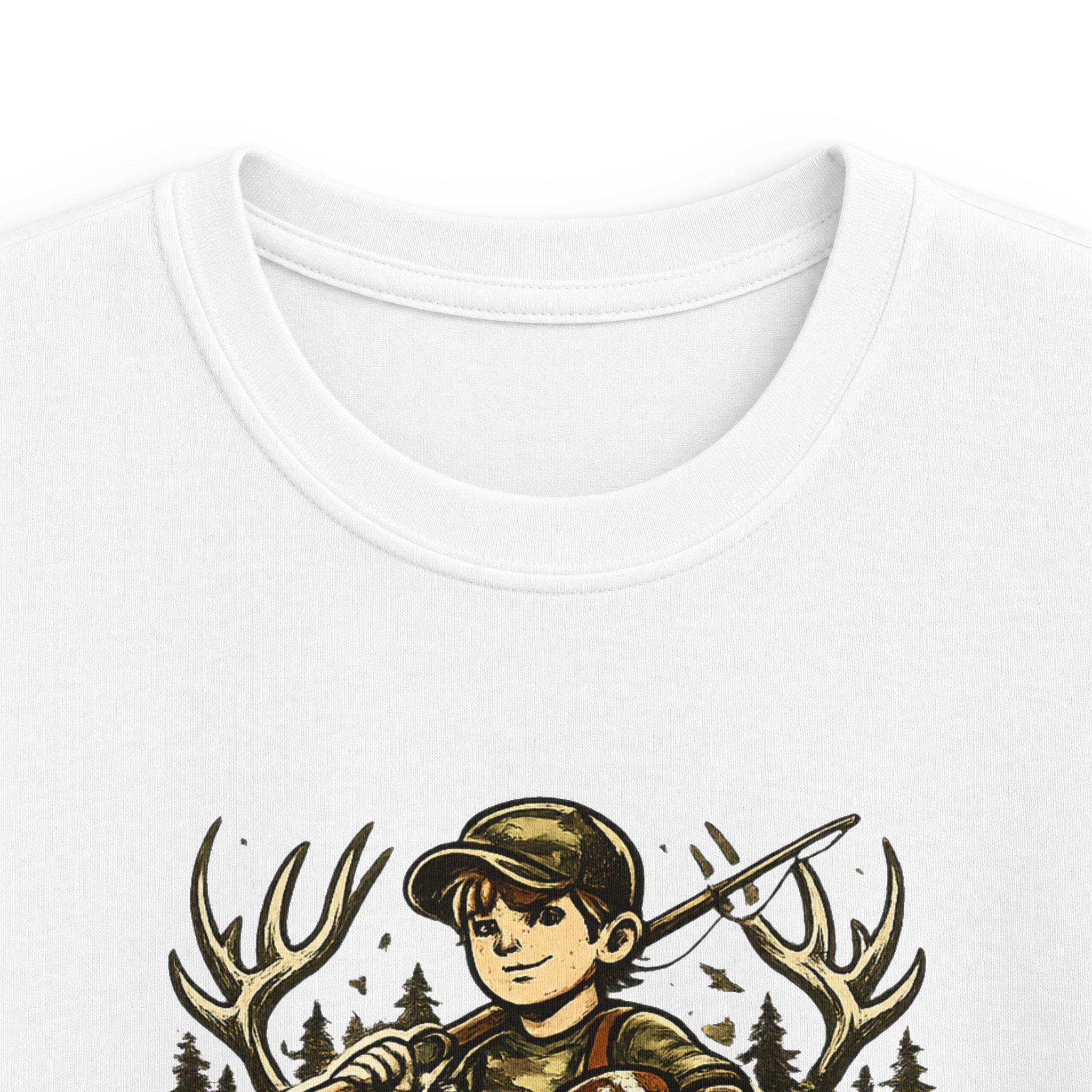 Kids Tee — "Raised Wild, Built Tough" Adventure Hunting Graphic
