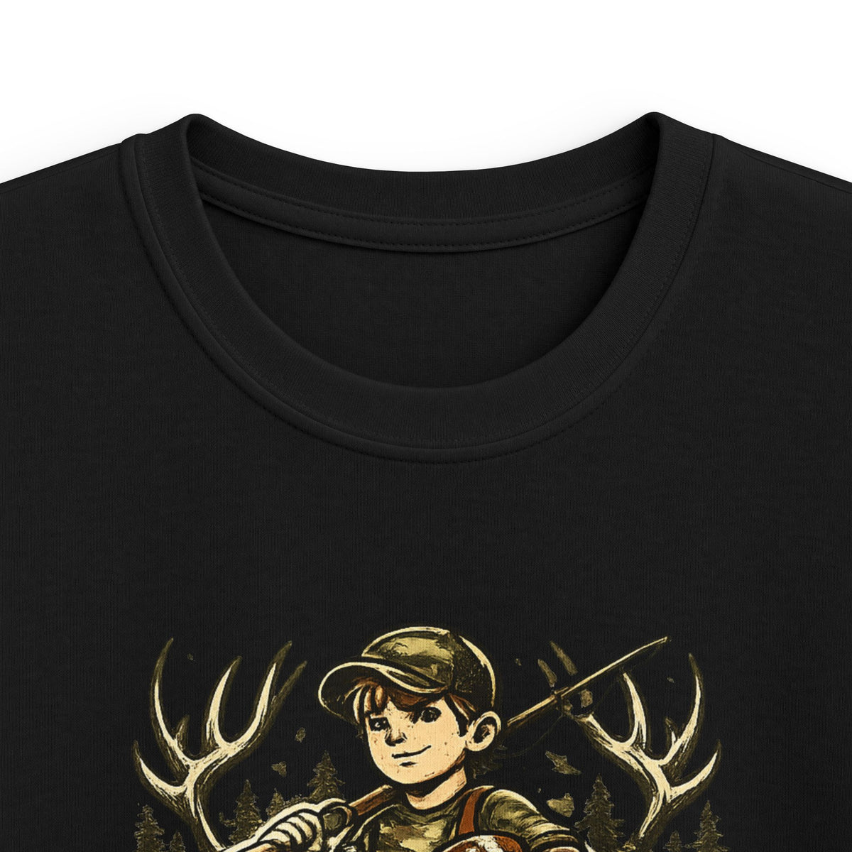 Kids Tee — "Raised Wild, Built Tough" Adventure Hunting Graphic