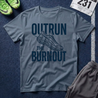 Outrun the Burnout T-Shirt — Motivational Running Tee with Sneaker Graphic