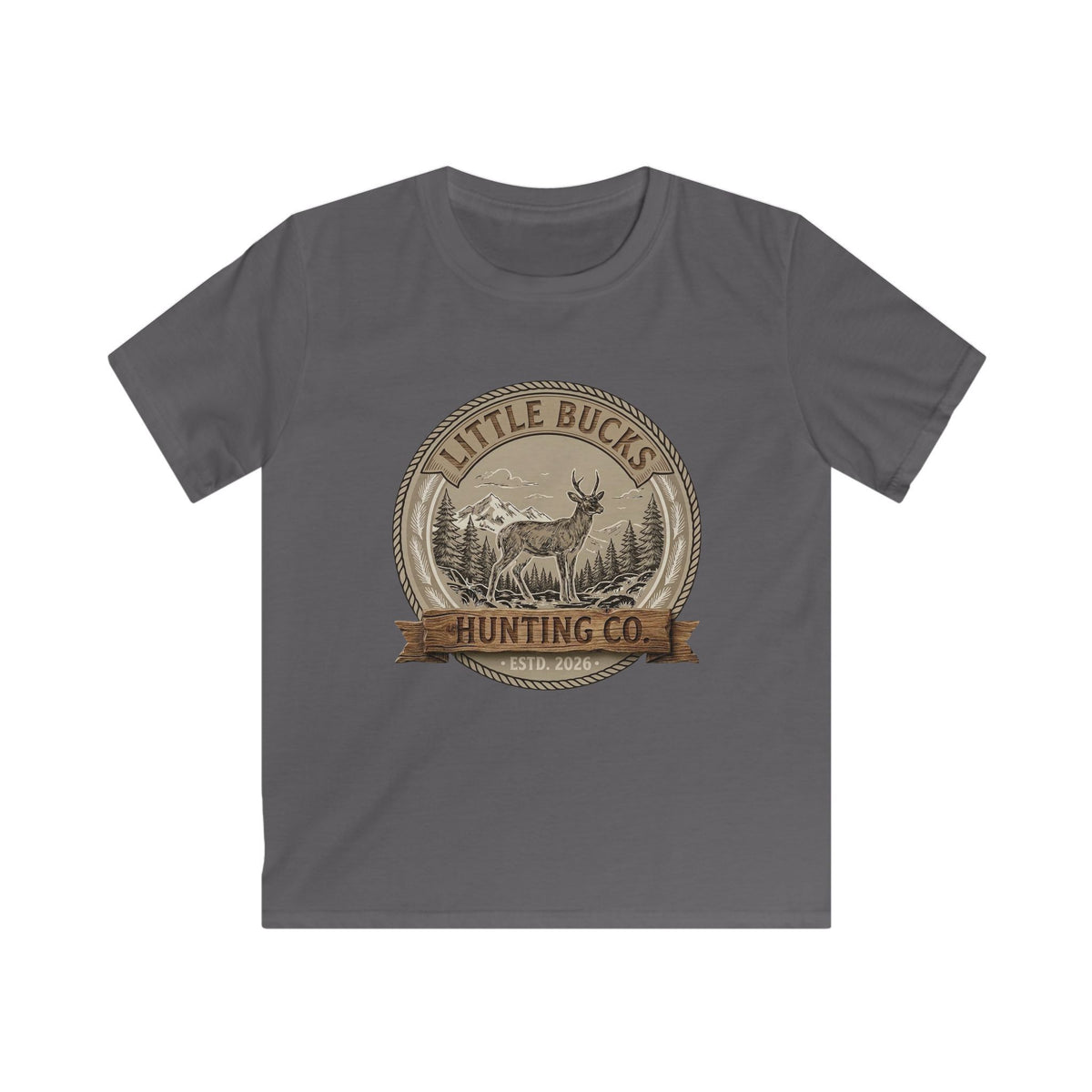 Kids Tee — "Little Bucks Hunting Co." Vintage Deer Graphic
