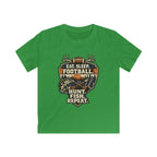 Kids Football & Outdoors Tee — "Eat. Sleep. Football. Hunt. Fish. Repeat."