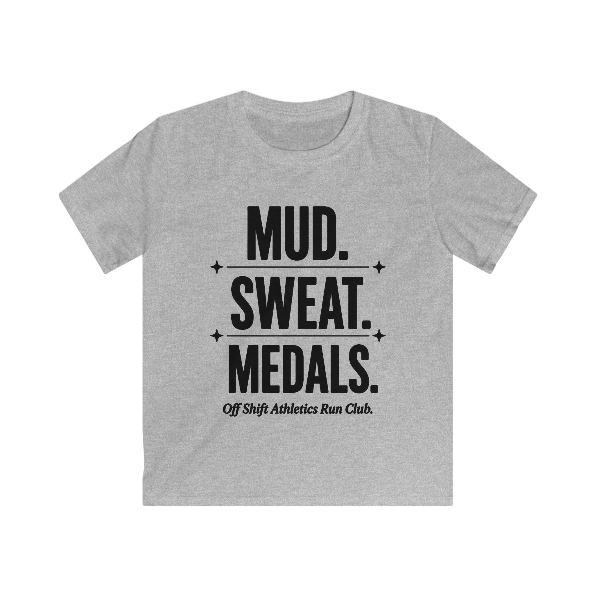 Kids Tee — "Mud. Sweat. Medals." Running Club Youth Shirt