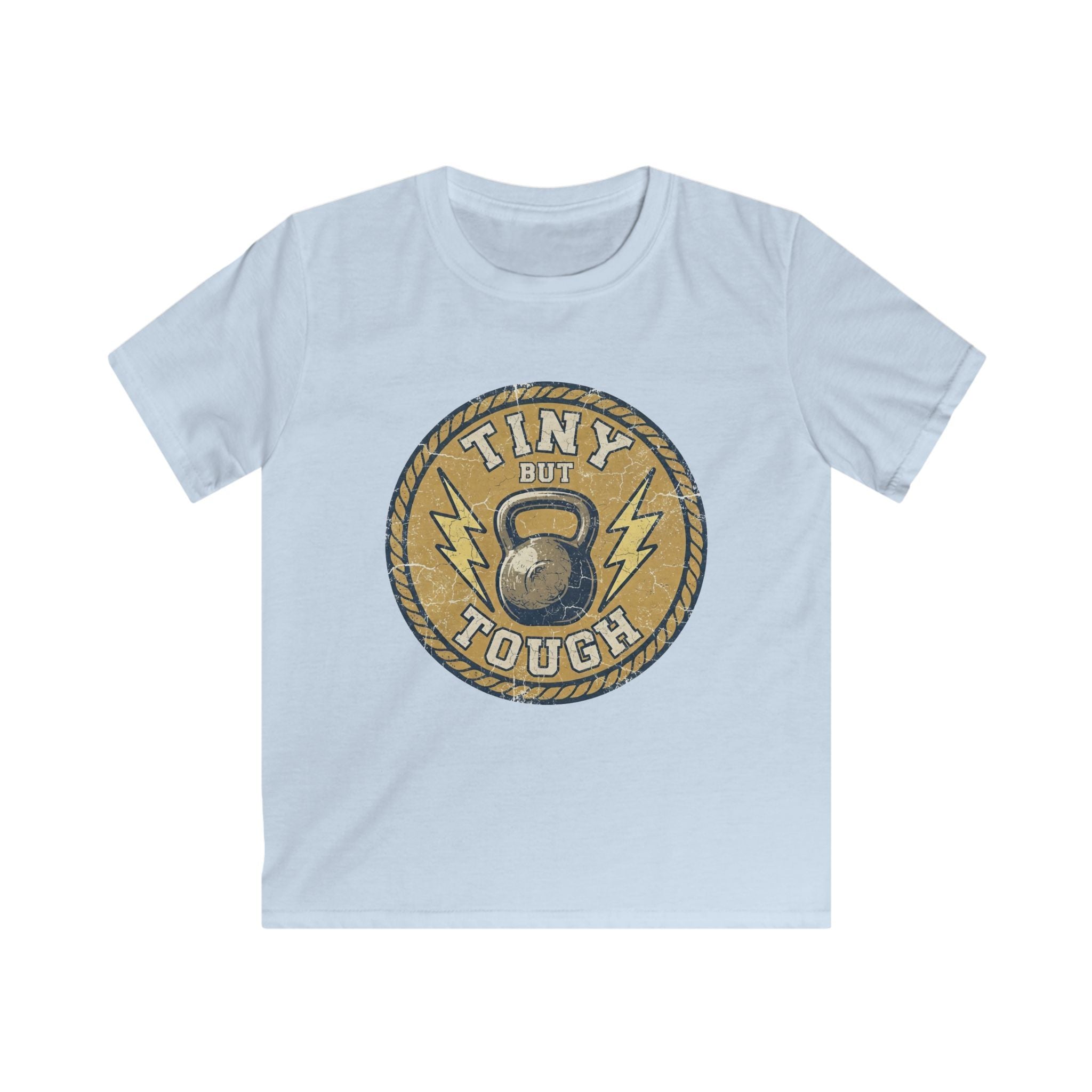 Tiny But Tough Kids Tee — Kettlebell Retro Fitness Shirt