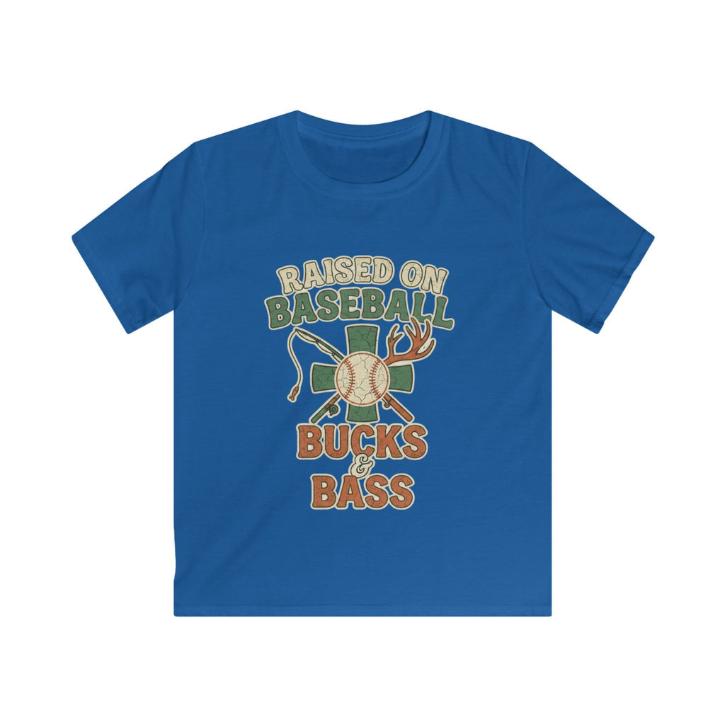 Kids Baseball, Bucks & Bass Tee — 'Raised on Baseball' Youth Shirt