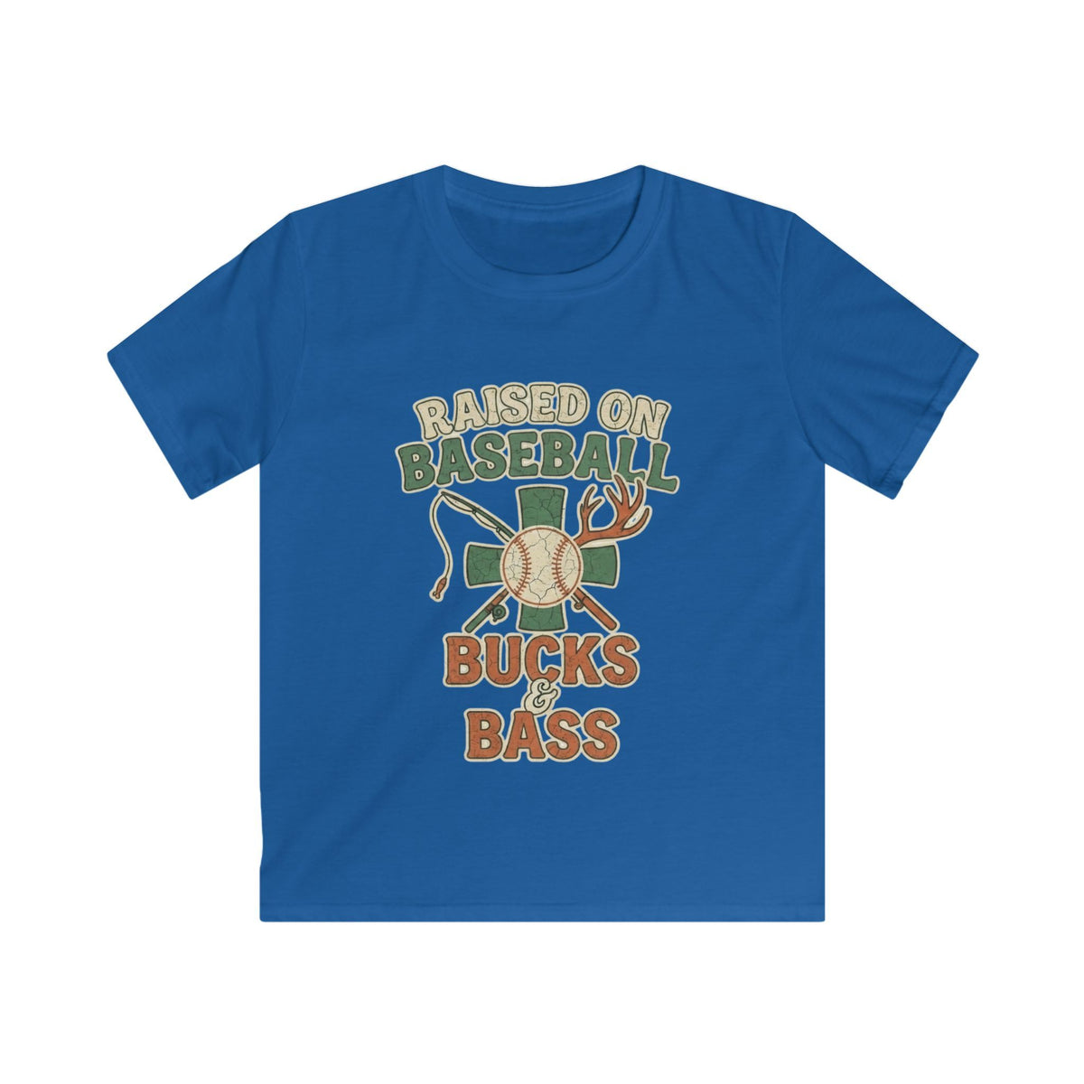 Kids Baseball, Bucks & Bass Tee — 'Raised on Baseball' Youth Shirt