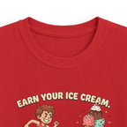 Kids Tee — "Earn Your Ice Cream" Cute Running Kid & Ice Cream Cone Graphic