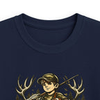 Kids Tee — "Raised Wild, Built Tough" Adventure Hunting Graphic