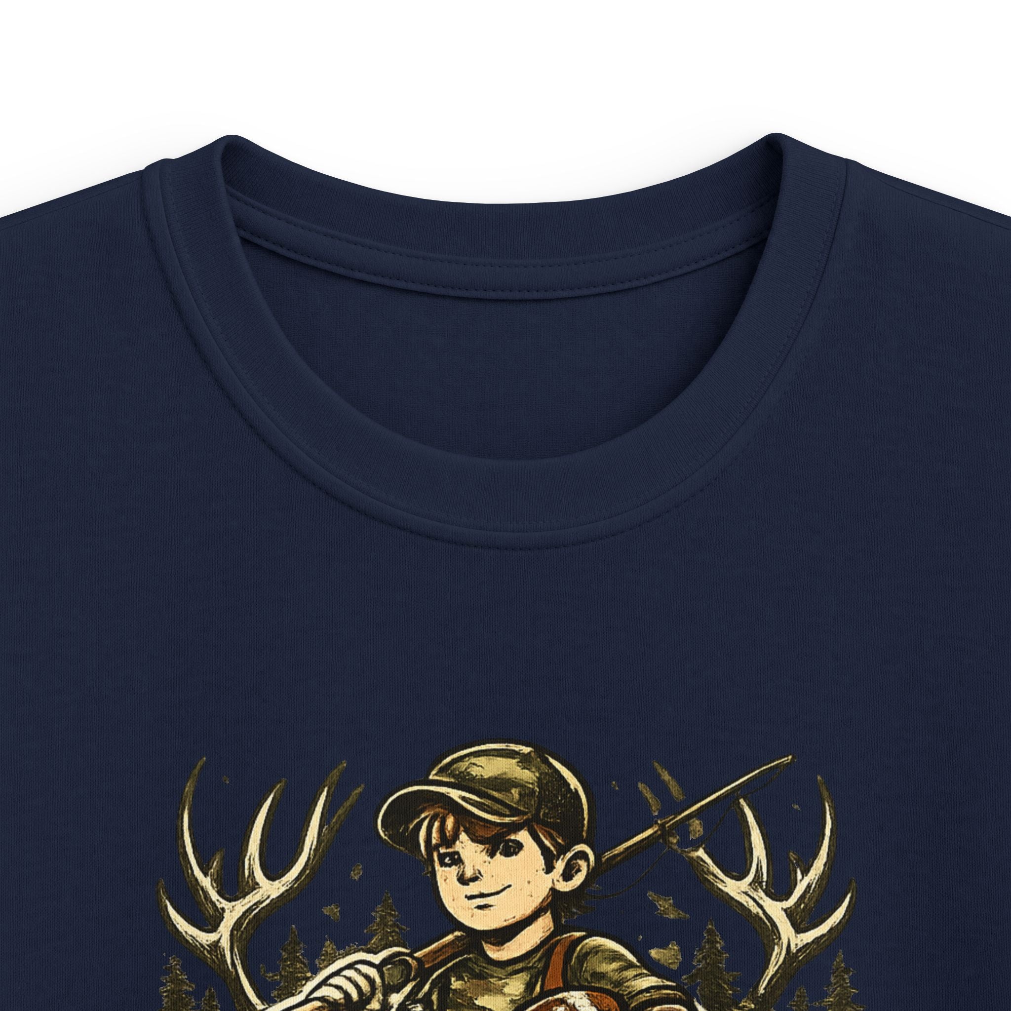 Kids Tee — "Raised Wild, Built Tough" Adventure Hunting Graphic