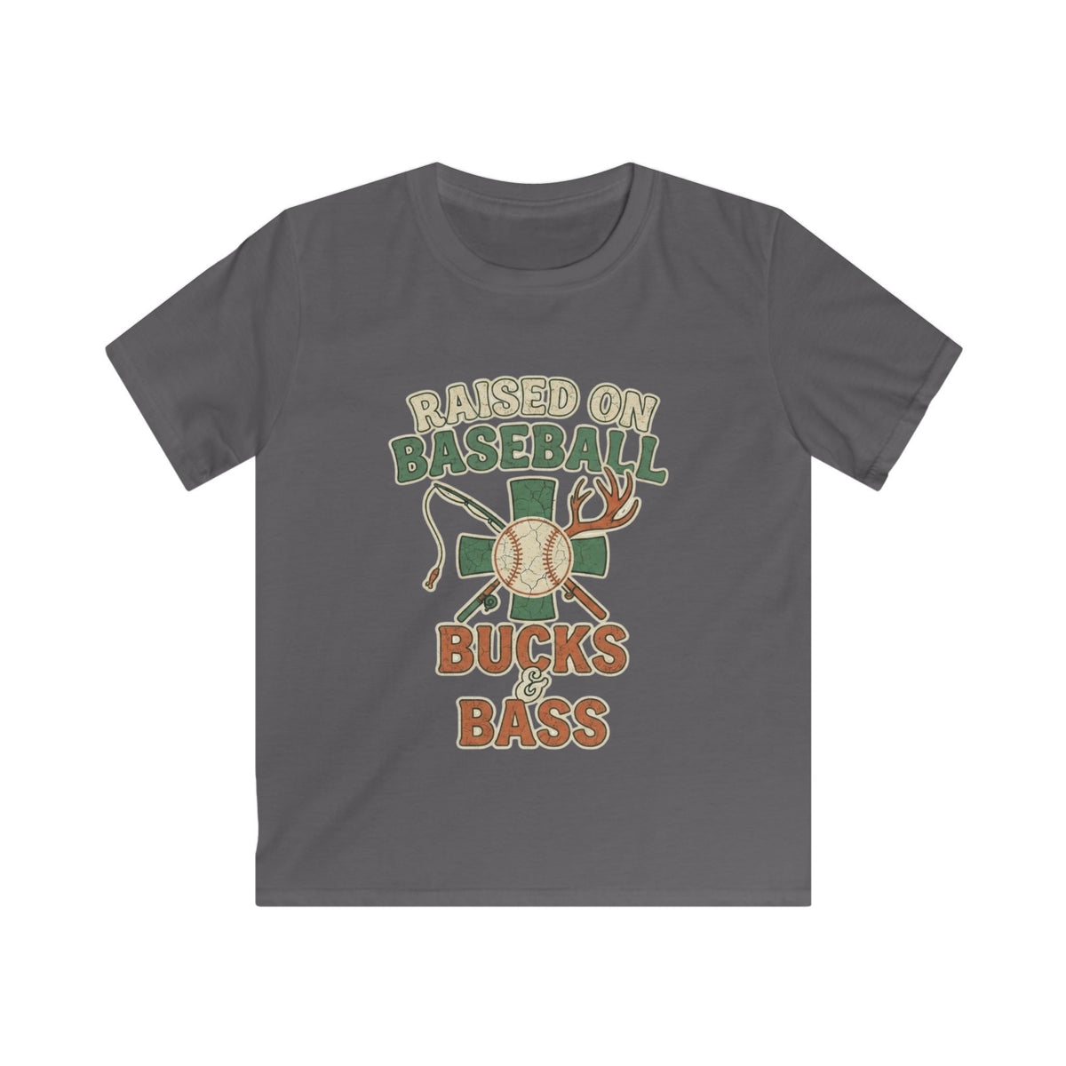 Kids Baseball, Bucks & Bass Tee — 'Raised on Baseball' Youth Shirt