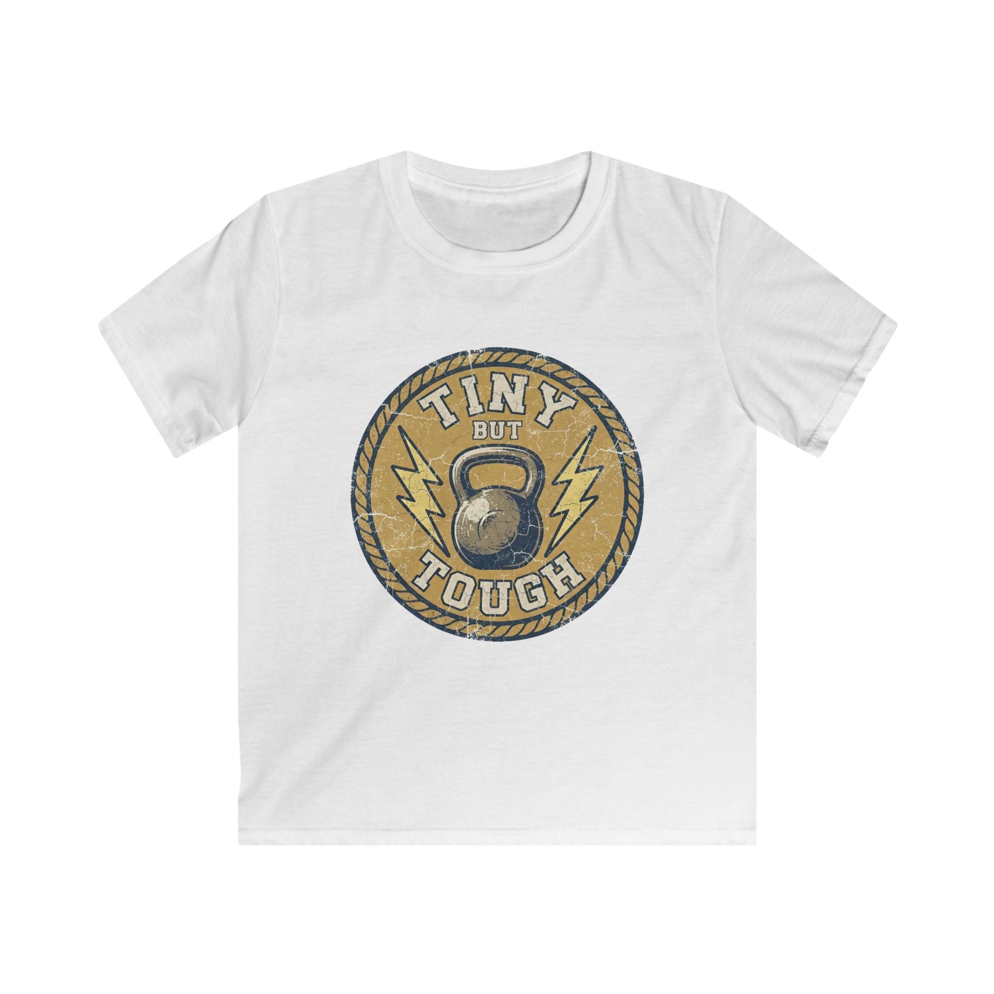 Tiny But Tough Kids Tee — Kettlebell Retro Fitness Shirt