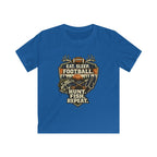 Kids Football & Outdoors Tee — "Eat. Sleep. Football. Hunt. Fish. Repeat."