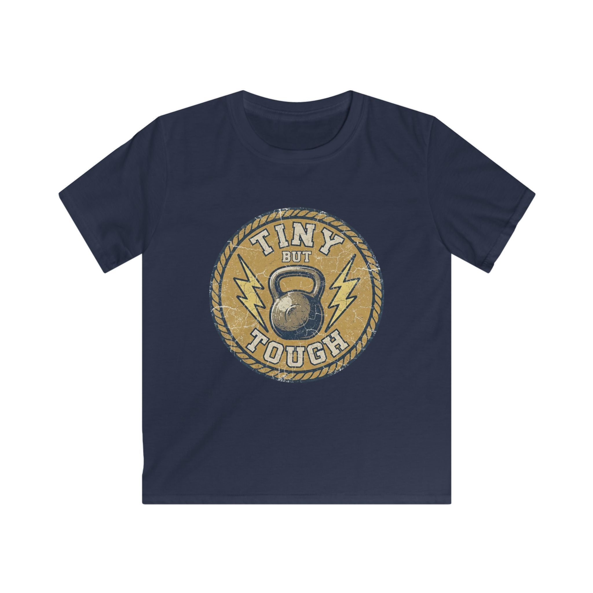 Tiny But Tough Kids Tee — Kettlebell Retro Fitness Shirt