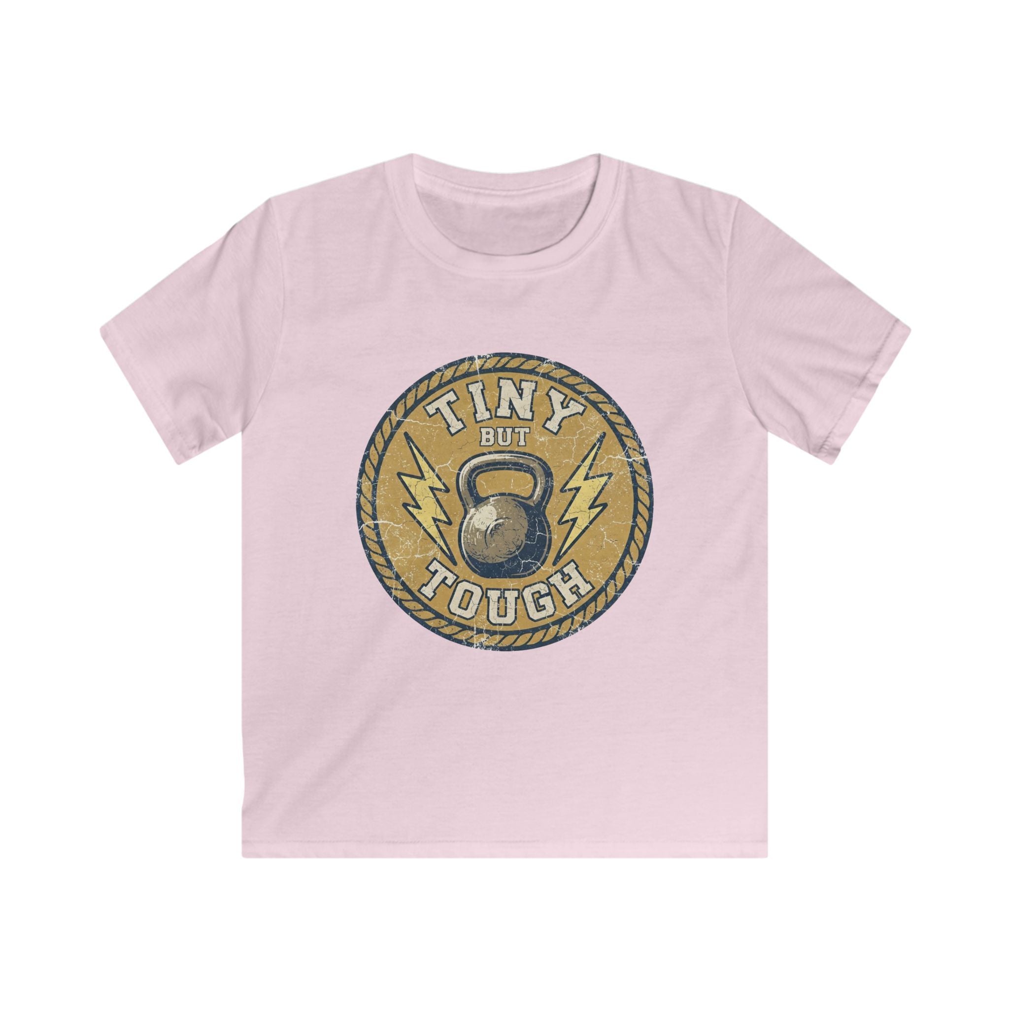 Tiny But Tough Kids Tee — Kettlebell Retro Fitness Shirt